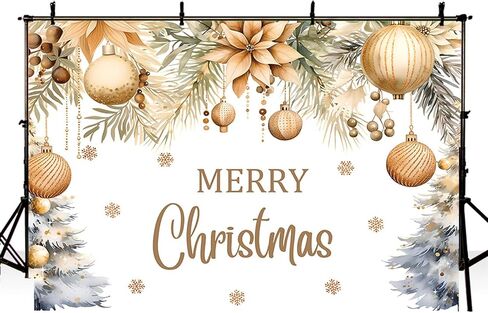 MEHOFOND Merry Christmas Backdrop Christmas Party Decorations Banner Xmas Gold Glitter Xmas Balls Snowflake Photography Background Winter New Year Eve Festival Party Supplies Photo Booth Props 7x5ft in Saudi Arabia