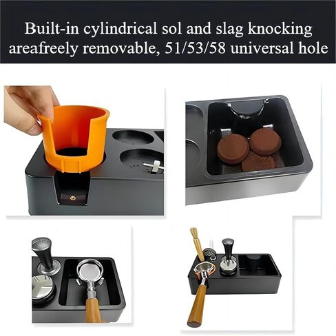 Espresso Knock Box, Black Espresso Tamping Station Fit for Storage 51, 54, 58MM Expresso Tamper, Espresso Machine Accessories with Portafilter Holder (7 in 1) in Saudi Arabia