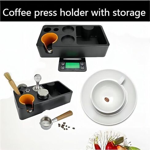 Espresso Knock Box, Black Espresso Tamping Station Fit for Storage 51, 54, 58MM Expresso Tamper, Espresso Machine Accessories with Portafilter Holder (7 in 1) in Saudi Arabia