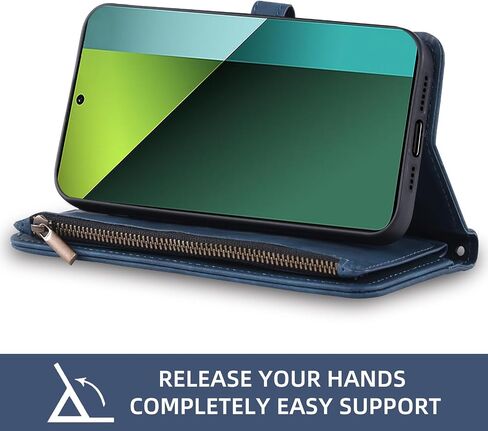 Asuwish Phone Case for Xiaomi Redmi Note 13 Pro 5G / Poco X6 5G Wallet Cover with Screen Protector Crossbody Wrist Strap Leather Flip Pattern Zipper Credit Card Holder Stand Cell 13Pro PocoX6 Blue in Saudi Arabia