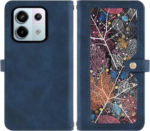 Asuwish Phone Case for Xiaomi Redmi Note 13 Pro 5G / Poco X6 5G Wallet Cover with Screen Protector Crossbody Wrist Strap Leather Flip Pattern Zipper Credit Card Holder Stand Cell 13Pro PocoX6 Blue in Saudi Arabia