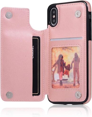حافظة هاتف لهاتف iPhone Xs X 10 10s مع واقي شاشة من الزجاج المقسى وحامل بطاقات وغطاء محفظة جلدي قابل للطي iPhoneX iPhoneXs iPhone10 i PhoneX SX 10x 10xs X حافظات للنساء والرجال باللون الأزرق in Saudi Arabia