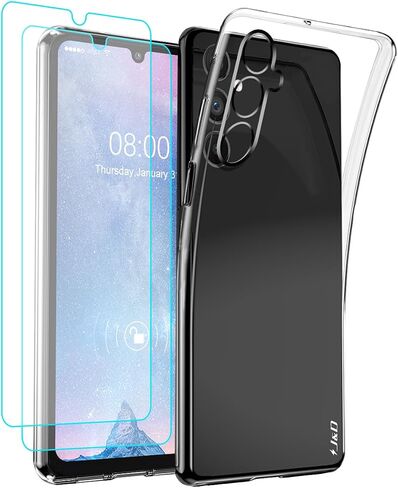 حافظة J&D متوافقة مع هاتف Samsung Galaxy A25 5G، حافظة رفيعة للغاية مضادة للأصفر مع واقيات شاشة (عبوتين)، حافظة سيليكون TPU ناعمة مضادة للصدمات لهاتف Galaxy A25 5G، شفافة in Kuwait