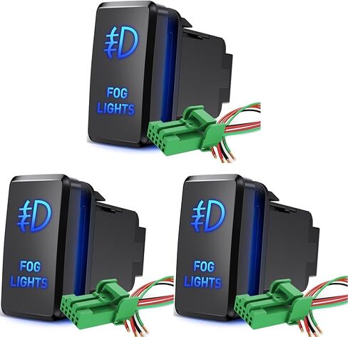 Nilight Ditch Lights زر التبديل 12V ON OFF Switch مع طقم سلك موصل 1.54 بوصة × 0.83 بوصة بديل لتويوتا تاكوما تندرا 4Runner FJ Cruiser Hilux Fortuner، ضمان لمدة عامين in Saudi Arabia