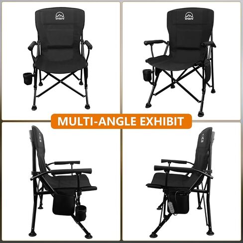 Heated Camping Chair, with 20000 mAh 12V Battery Pack, 3 Heat Levels and 3 Zone Heating, with Massage Function Outdoor Heated Folding Chair, Weight Bearing 600 lbs for Camp, Lawn,Fishing, Black in Saudi Arabia