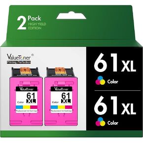 Valuetoner Remanufactured Ink Cartridges Replacement for HP 61XL 61 XL to use with Envy 4500 Deskjet 1000 1056 1010 1055 1510 1512 OfficeJet 4630 Printer ( 2 Tri-Color )