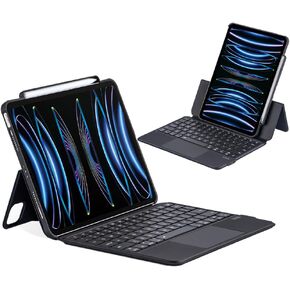 Magnetic Folio Wireless Keyboard Leather Case for iPad 10th Generation 10.9 inch 2022, Magnetic Detachable Case,Magic-Style Keyboard with Multi-Touch Trackpad,7 Colors Backlight,Black