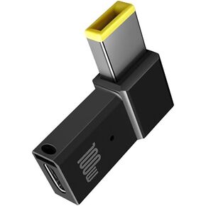 Female USB C to Square Yellow Tip Adapter for Lenovo Thinkpad Charger 20V 45W 65W 90W Power Adapter for T430 T440 T450 T460 T470 E440 E550 X1 Carbon Yoga 11s Flex 14 15D