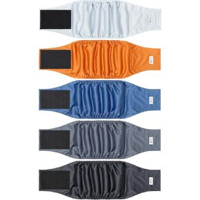 5 Pack Dog Diapers Male Reusable, Premium Belly Bands for Male Dogs, High Absorbing Male Dog Pee Wraps for Doggie in Incontinence or Excitable Urination and Training M