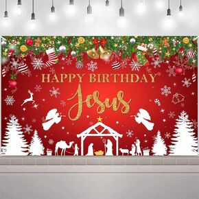 عيد ميلاد سعيد يسوع خلفية عيد الميلاد المهد صور الخلفيات الأحمر عيد الميلاد يسوع حفلة عيد ميلاد زينة التصوير خلفية 70.8x43.3 بوصة