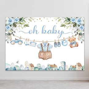 Omifly Gender Reveal 7Wx5H Backdrop for Photography Baby Shower He Or She Pink Blue Watercolor Floral Cute Golden Dots Background Party Decorations Cake Table Banner Decor Photo Booth Studio Props
