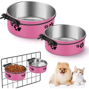 2 Pack Kennel Bowls Stainless Steel Crate Water Bowls for Medium & Small Dogs Crate Bowls Mountable with Clamp Holder 2 Sizes（6.3x2.56’’,5.5X 2.36’’ ） Teal Green in Kuwait