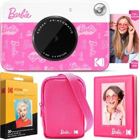 Kodak x Barbie Printomatic Full-Color Instant Print Digital Camera Barbie Deluxe Bundle (Signature Style)+ Barbie Deluxe Camera Case + Barbie Photo Album + Zink Paper (20 Sheets)