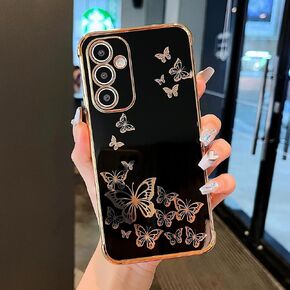 ZTOFERA Phone Case for Samsung Galaxy A15 5G,Elegant Butterfly,for Lovely Cute Girls & Women,Soft Plating All-Wrapped Protective and Full Cover Camera Lens for Samsung Galaxy A15 5G Phone Case-Black