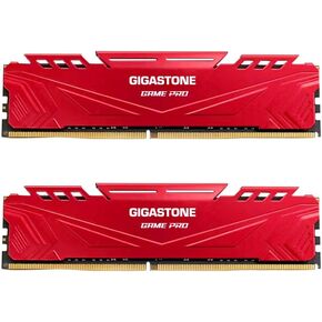 【DDR4 RAM】 GIGASTONE Game PRO 16GB Kit (2x8GB) DDR4 3200MHz PC4-25600 CL 16-18-18-40 Intel XMP 2.0 AMD Ryzen 1.35V UDIMM 288 Pin Unbuffered Non ECC High Performance Gaming Desktop Memory - Red