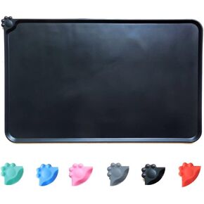 Silicone Dog Cat Bowl Mat，Waterproof Slip Resistant Silicone Pet Feeding Mat，Anti-Slip Pet Bowl Mats Cats and Dogs Food Water Placemat Tray，Raised Edges to Prevent Water Spills on Floor (Pink)