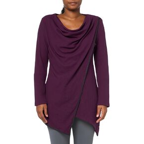 Andrew Marc Women's Long Sleeve Asymmetrical Thermal Tunic with Faux Leather Trim