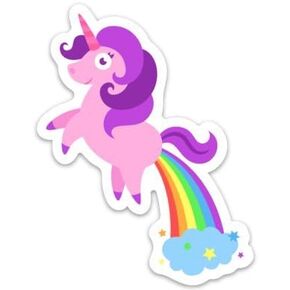 2 Pack Unicorn Poop Farts Rainbows Funny Sticker Decal Large 5.5" x 4.15"