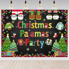 Avezano Christmas Pajamas Backdrop Pajama Party Backdrops for Photography Christmas Pajamas Party Decorations Xmas Holiday Photo Supplies (7x5ft)