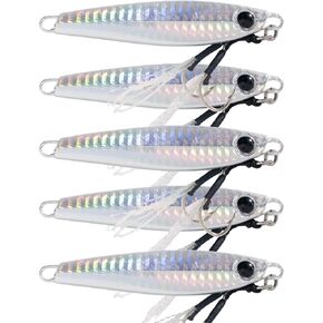 Slow Pitch Jigs 80g. - Metal Fishing Spoon - Vertical Jig - High Reflective - Flat Fall Heavy Bait- Pack of 5