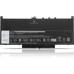 J60J5 R1V85 451-BBSX 451-BBSY 451-BBSU MC34Y 242WD PDNM2 0MC34Y Laptop Battery Replacement for Dell Latitude E7270 P26S001 E7470 P61G001 Series Notebook (7.6V 55Wh)