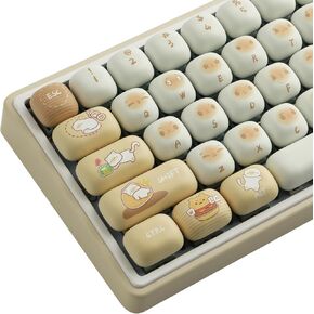 PBT Keycaps 137 Keys MOG Profile Bun Cat Paradise Keycaps Dye-Sublimation Cute Keycaps Set Custom Keycaps for Cherry Gateron MX Swithes Mechanical Keyboards