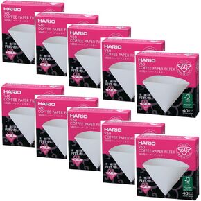 10 X Hario V60 Size 01 40-Count Boxed Coffee White Paper Filters, 10 Boxed Value Set (Total of 400 Sheets)