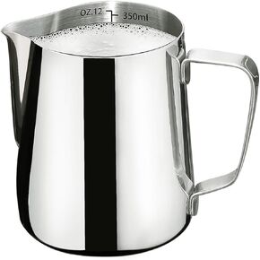 Milk Frothing Pitcher-Measurement on the Inside, Frothing pitcher, Coffee Pitcher Perfect for Espresso Machines, Stainless Steel Milk Frother Cup for Latte Art(12oz/350ml). in Saudi Arabia