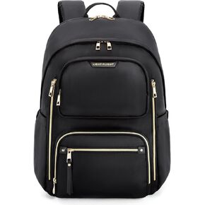 LIGHT FLIGHT Women's Laptop Backpack Fit 15.6" for Travel, Work, Business, College, Anti-Theft Large Capacity Stylish Bookbag with USB Port and Water-Resistant for Daily Use,Black