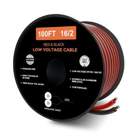 16 Gauge Wire 2 Conductors 100FT Speaker Wire 16AWG Copper Clad Aluminum Copper Wire Red and Black Wire Automotive Wire Hookup Wire LED Light Wire 12V/24V DC Cable