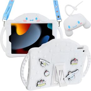 for iPad 6th 5th Generation Case for iPad 9.7 Case 2018 2017 with Shoulder Straps, Wallet, Cute Soft Silicone Tablet Protective Cover Kids Girls for iPad Pro 2016/iPad Air 2th 9.7''-White