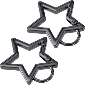 2 PCS Star Carabiner, Zinc Alloy Heavy Duty Star Shaped Keychain Clip with 2 Sizes, Carabiner Clip for Camping, Hiking, Fishing
