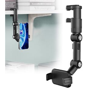 1 PC Car Retractable Rearview Mirror Mobile Phone Holder, Rotating Clip-on Multi-Functional GPS Holder, Multi-Scenario Portable Holder for Cars Offices, Universal for Most Cars (Black)