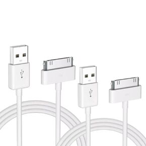 30-Pin to USB Cable, 6FT Long, 2-Pack for iPhone 4/4s/3G/3GS, iPad, iPod Touch/Nano/Classic