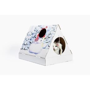 Midlee Christmas Snowman Cardboard Cat Scratcher House