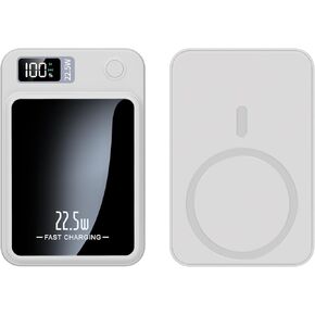 for Magsafe Portable Charger Magnetic Wireless Power Bank 10000mAh 22.5W fast charging USB 3.0 Type C PD4 External Battery Pack Compatible with iPhone 16/15/14/13 Pro Android Samsung S24 (White 2025)
