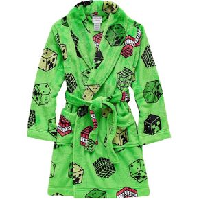 Minecraft Dressing Gown for Boys, Fluffy Fleece Bathrobe Kids Teens