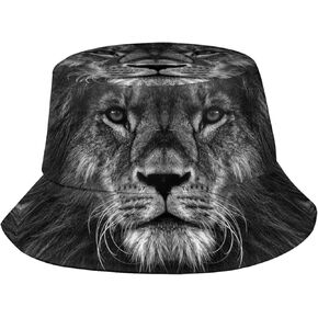 Lion Bucket Hat Unisex Animal Fisherman Hat Packable Summer Travel Beach Sun Hat for Men Women