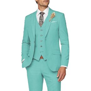 3 Piece Suit Men Slim Fit Wedding Suits for Mens Elegant One Button Jacket Single Breasted Vest Pants Set
