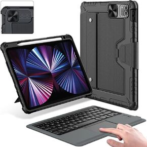 iPad Air 5th 4th Generation Case with Slide Camera Cover, Nillkin iPad Keyboard Case for iPad Pro 11 inch 1st/2nd/3rd/4 Gen, iPad Air Case with trackpad, Pencil Holder, Detachable Keyboard(Black)