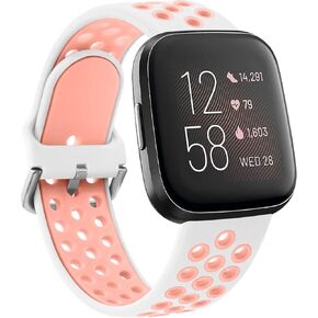 AK Sport Bands Compatible with Fitbit Versa 2 / Fitbit Versa/Versa Lite/Versa SE, Soft Silicone Breathable Replacement Wristbands for Fitbit Versa Smart Watch Women Men