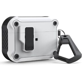 غطاء حافظة الجيل الثاني/الأول من Airpods Pro، تصميم قفل درع للجيل الثاني/الأول من Air Pod Pro، جراب airpods pro 2019/2022 رائع مقاوم للصدمات لكامل الجسم، مصباح أمامي مرئي مع سلسلة مفاتيح للرجال والنساء (أسود)