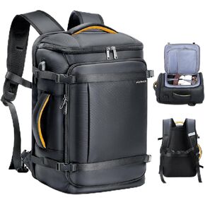 حقيبة ظهر للسفر - حقيبة ظهر سعة 40 لترًا معتمدة من الطيران، حقيبة ظهر للكمبيوتر المحمول مقاس 15.6 بوصة مع منفذ شحن USB، حقيبة أمتعة شخصية مقاومة للماء للرجال، أسود in Kuwait