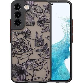 XIZYO Designed for Samsung Galaxy S22 Case, Rose Pattern Floral Print Design Slim Case for Girls Women TPU Bumper Shockproof Protective Cover, Black
