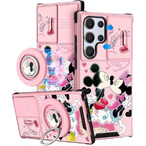 Oqplog for Samsung Galaxy S24 Ultra Case Compatible with MagSafe Ring Holder & Camera Cover Cute Pk Minn Miqi S24Ultra Case Women Girly Funny Phone Protector for Samsung S24 Ultra