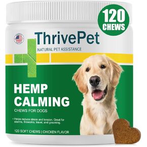 Hemp Calming Chews for Dogs - 120 Count | Chicken Flavor - Puppy Dog Calming Treats Supplement for Storm Anxiety, Sleep, Relaxing, Separation Aid, Stress Relief - Vet Approved - Made in USA