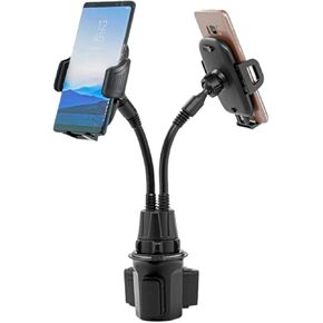 Gugxiom Dual Phone Holder for Car Cup Holder, 360° Rotatable Car Phone Mount, with Flexible Gooseneck, Cell Phone Cup Holder for 2 4 to 7 inch Phones