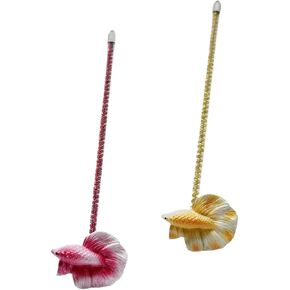 1 Pack Interactive Betta Fish Flare Stick Toy for Betta Tanks - Simulated Betta Training Teasing Toy for Betta Color Grow and Good Behavio (Yellow)