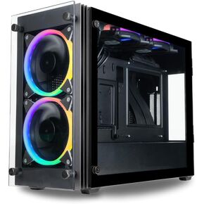 حافظة كمبيوتر مكتبي للألعاب Stratos Mini ITX High Airflow Tower - 4 مراوح ARGB 600-2000rpm PWM، وضع مزدوج (3p Mobo + Remote) 347x55x125mm GPU