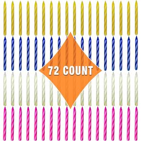 By The Cup Birthday Candles, 6-24 Count Packs in Pink, White, Blue, and Yellow (Pack of 144)